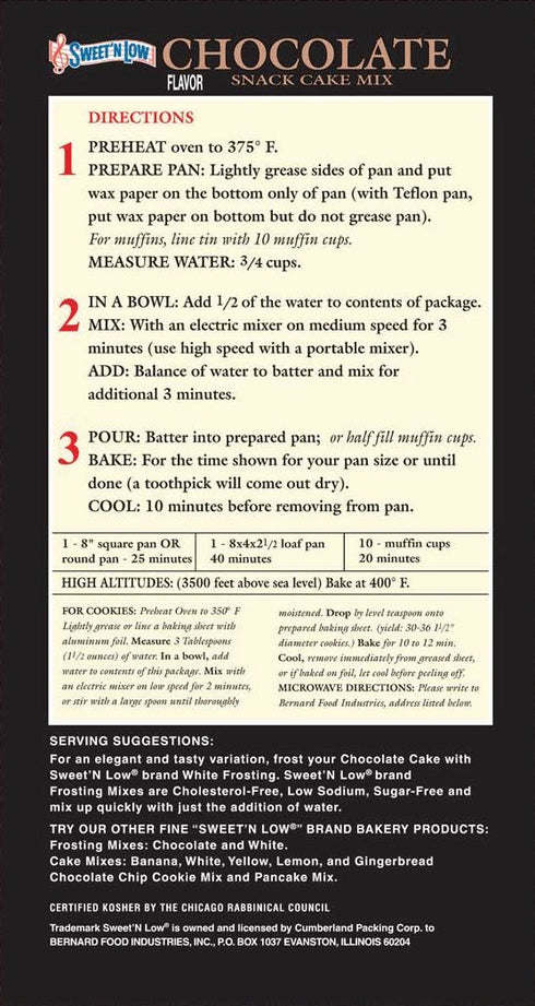 Sweet 'N Low Chocolate Cake Mix...
