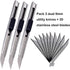 9mm Snap Off Utility Knife 3 Pack High Hardness Retractable Box Cutters with 30 Pcs Snap Off Blades,Art Craft Hobby Cutter 9mm Knife for Home Offi...