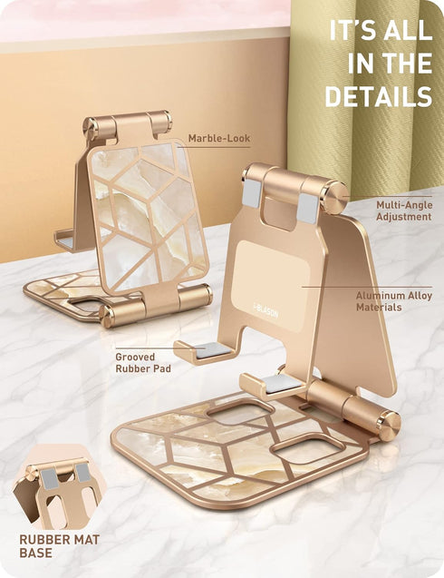 i-Blason Adjustable Foldable Portable Aluminium Phone Stand Desk Dock Compatible with Smartphones (Gold)......
