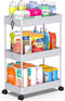 SPACEKEEPER Rolling Storage Cart 3 Tier Bathroom Cart Organizers with Wheels Laundry Room Organization Mobile Shelving Unit Utility Cart Storage S...