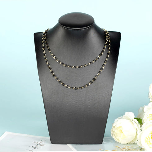 KYUNHOO 13 Feet/4M Gold Plated Brass Jewelry Making Chain Spool Black Oil Drip Enamel Chain Necklace Large Lip Chain with Lobster Clasps Jump Ring...