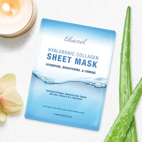 Ebanel 10 Pack Collagen Face Mask, Instant Brightening & Hydrating Face Sheet Mask with Aloe Vera, Hyaluronic Acid, Vitamin C and E, Chamomile, An...