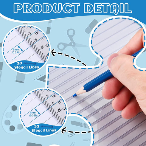 Fainne 2 Pcs Straight Line Stencil 28 cm Scale Calligraphy Template for Journaling Envelope Lettering Plastic Writing Guide Template for Ruled Pap...