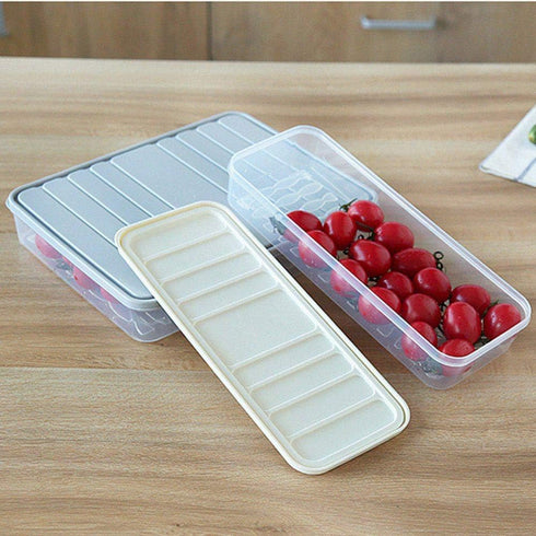 Food Storage Bin Vegetable Organizer with Lid Clear Fridge Crisper Keep Food Fresh BPA Free Kitchen Organizer Bins (Grey-L-SIZE with MAT)...