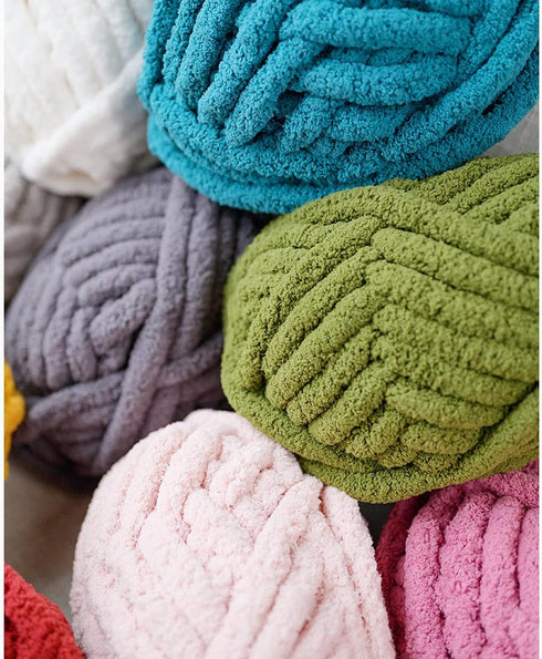Chunky Knit Chenille Yarn for Hand Knitting Blankets, Super Soft Big Jumbo Blanket Yarn, Dark Grey......