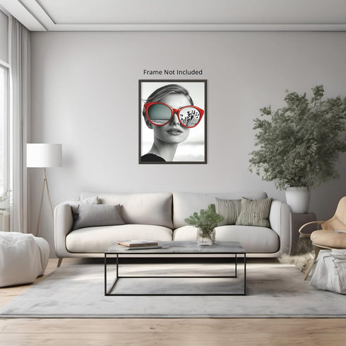 Posterizer 1 pcs-glam woman with red lipstick and oversized sunglasses-retro print -2-Retro Art-Photography Art- Gift for Women, Fashionistas, Des...