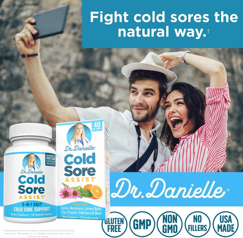 Best Cold Sore Supplement with Lysine and Lemon Balm - Dr. Danielle Cold Sore Assist - 120 Capsules...