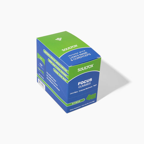 Soultox Focus Lion's Mane Gummies - Citrus Flavor - Vegan Formulation with Organic Lions Mane and Cordyceps - Enhance Memory, Focus and Energy - C...