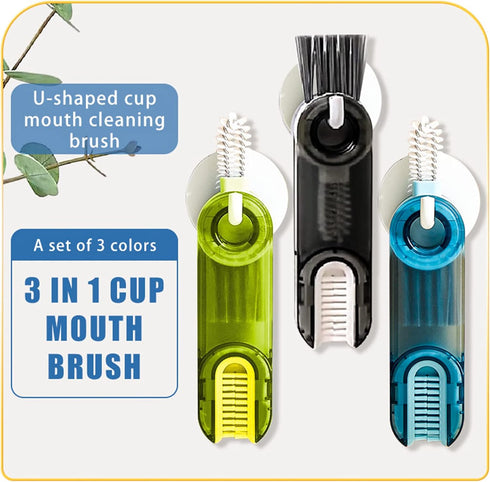 3 in 1 Tiny Bottle Cup Lid Detail Brush Straw Cleaner Tools Multi-Functional Crevice Cleaning Brush, Cleaning Brush for Bottles Clean Brushes for ...