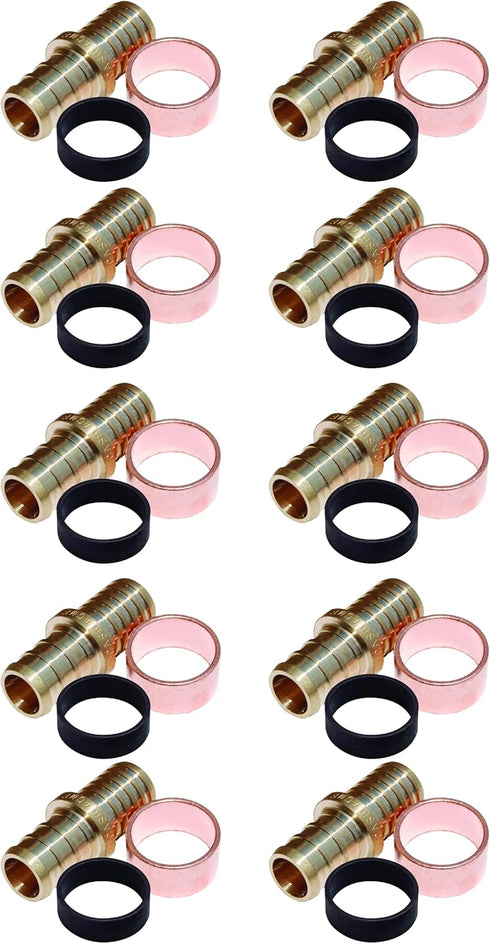 SharkBite 3/8 Inch Crimp Polybutylene Adapter, Pack of 10, Brass Plumbing Fittings, PEX Pipe, UC4006LF...