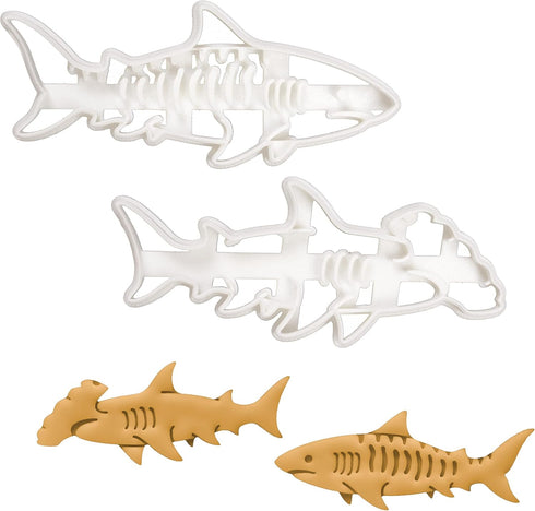 Set of 2 Shark Cookie Cutters (Designs: Hammerhead & Tiger), 2 Pieces - Bakerlogy...