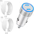 ?MFi Certified?iPhone 15 Fast Car Charger, Linocell 72W Dual PD Car Power Cigarette Lighter USB-C Fast Car Charge Adapter+2Pack Type-C Cable for i...
