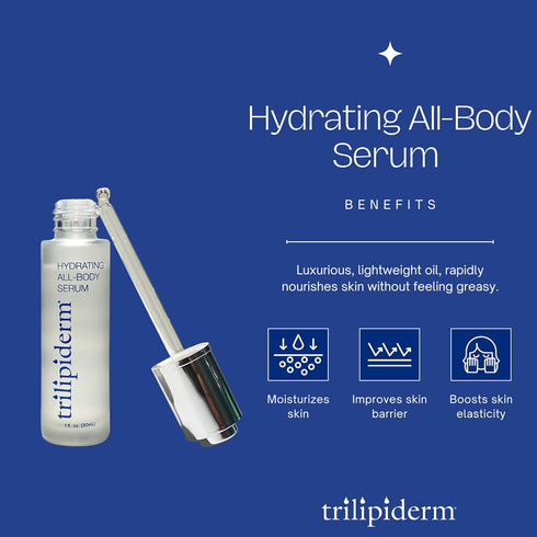 Trilipiderm Hydrating All-Body Serum 1oz, multi-use travel/trial size lock in antioxidant-rich intense hydration...