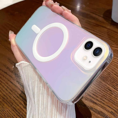 Tuokiou for Magnetic iPhone 11 Case, Compatible with Magsafe, Holographic Iridescent Unique Shockproof Translucent Matte Aesthetic Phone Case with...
