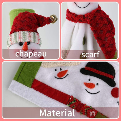 Aytai 4pcs Christmas Fridge Handle Covers Snowman Refrigerator Door Handle Cover Kitchen Appliance for Christmas Decorations