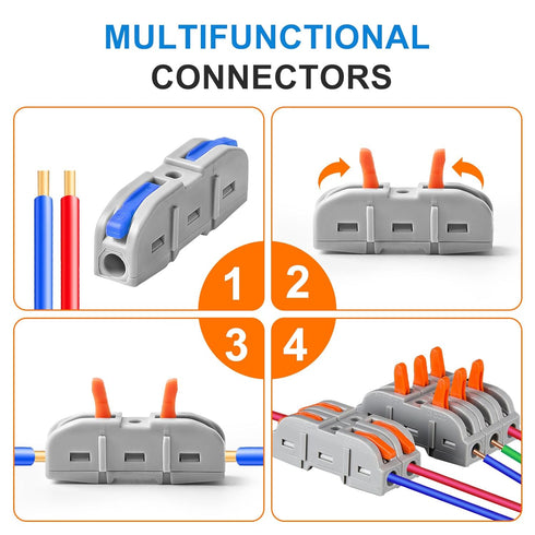 Lever Wire Connectors,KLMNDUO 60pcs 1 to 1 Inline Electrical Wire Connector kit for Quick Connect?1 Conductor Compact Wire Connectors Splicing Con...