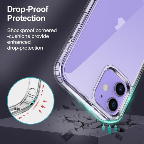 JETech Case for iPhone 12 Mini 5.4-Inch with Stand, Support Wireless Charging, Slim Shockproof Bumper Phone Cover, 3-Way Metal Kickstand (Clear)...