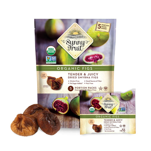 Sunny Fruit Soft Organic Turkish Dried Figs - 1 Bag (5 Individual Portion Packs) | No Preservatives, No Sugar Added | Healthy, Convenient Snack Pa...
