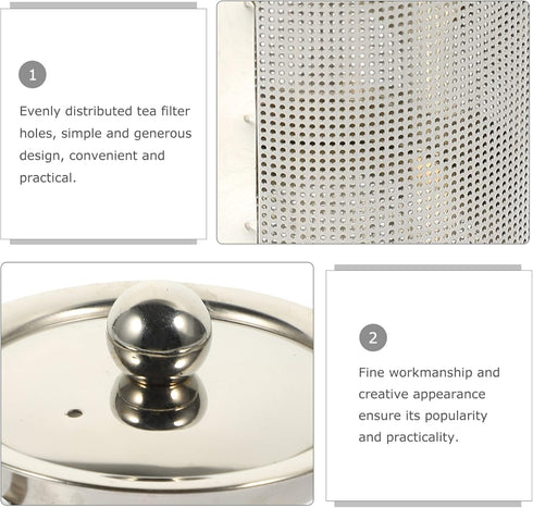 Hemoton Tea Strainer Insert with Lids Stainless Steel Tea Infuser Tea Filters Metal Teapot Replacement Mesh Strainer Tea Pot Accessories (Silver M...
