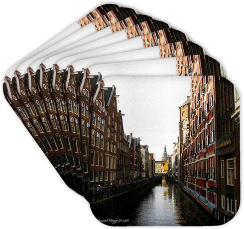 3dRose Canals in Amsterdam - Soft Coasters, set of 8...