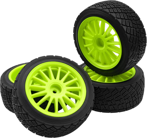 80mm/3.14" Rubber Tires & Plastic Wheel Rims 2.2 Inch 12mm Hex Hub Compatible with 1/10 HPI WR8 Off-Road Rally 1/14 WLtoys 124019 144001 1/16 Redc...