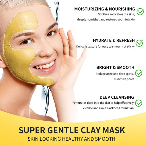 Turmeric Vitamin C Clay Mask, Deep Cleansing Facial Mask, Clay Face Mask Skin Care with Kaolin Clay and Aloe for Pores, Acne, Dark Spots, Hydratin...