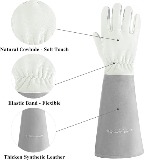 HANDLANDY Long Garden Gloves Thorn Proof for Women & Men, Rose Pruning Gauntlet Gloves, Best Protection Tool for Gardener...