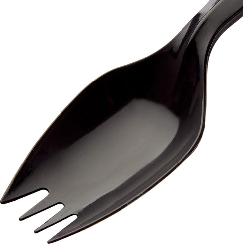 BPA-Free Black Disposable Sporks 100 Pk. Recyclable, Eco-Friendly and Kid-Safe 2-in-1 Utensils Built Strong to Last Large Meals. Great for School ...