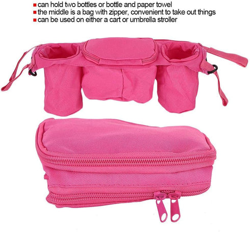 Baby Stroller Organizer, Stroller Cup Holder, Durable Hook & Loop Design for Umbrella Stroller Cart(Pink)...