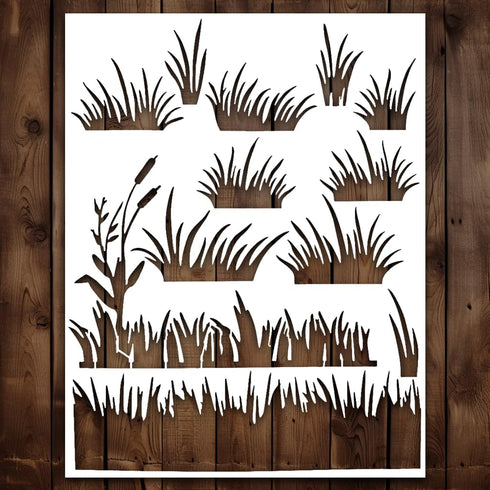 Grass Stencil | Reusable Grass Nature Wall Camouflage Stencils for Painting on Wood, Glass, Wall, Rock, Fabric, Walls, Canvas, Glassware 8.5"x 11"...