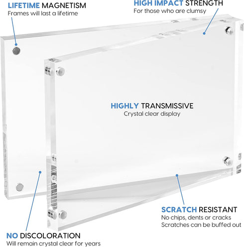 Mammoth DuraClear 4x6 Acrylic Picture Frame - Frameless & Thick Design - Ideal for Photos, Photo Cubes & Glass Picture Displays...