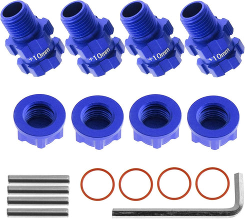 RC Wheel Hex Hubs Adapter 14mm to 17mm Widen 10mm Extended Wheel Hub Drive with Anti-dust Cap Nuts Compatible for Arrma 1/10 3S Granite Mega Sento...