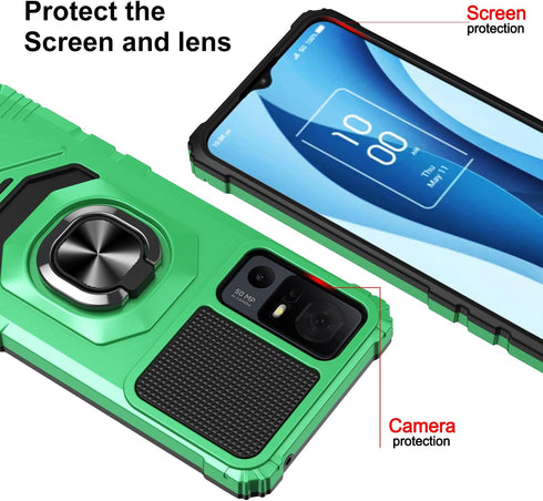 Customerfirst for TCL 40-XE 5G Phone Case, with Tempered Glass Screen Protector, Ring Kickstand for Magnetic Car Mount, Military Grade, Heavy Duty...