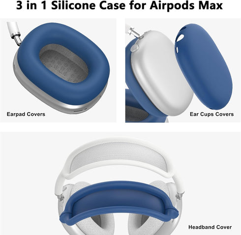 Silicone Case Cover for AirPods Max, Ear Pad Case Cover/Ear Cups Cover/Headband Cover for AirPods Max Headphones, Anti-Scratch Accessories Soft Si...