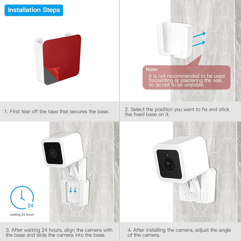 HOLACA 3PACK Wall Mount Kit for Wyze Cam V3 with Screwless Strong Adheasive - Easy to Install, No Tools Needed, No Mess, No Drilling, Strong Adhea...