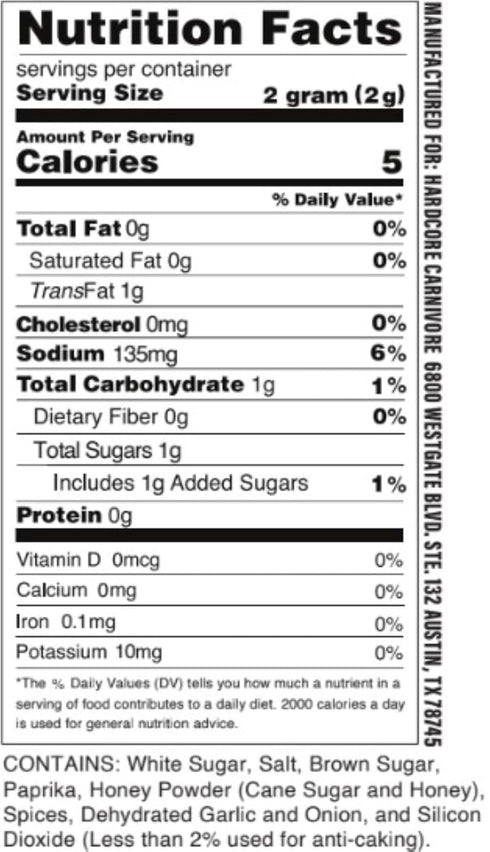 Hardcore Carnivore Sweet BBQ Seasoning (Large Shaker)...