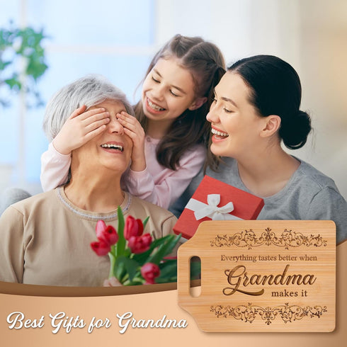 Grandma gifts, Gifts for Grandma - Engraved Bamboo Cutting Board 12.3"L x 8.7"W x 0.4"Th - Grandma Birthday Gifts, Grandma gifts from Grandkids...