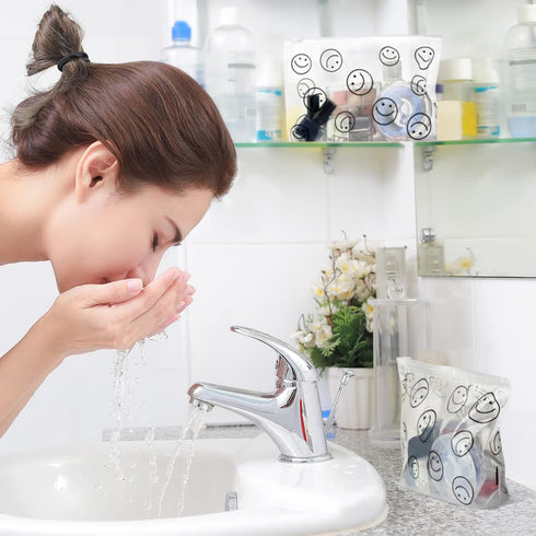 50 Pcs Clear Zipper Pouches Clear Makeup Pouches Toiletry Bags Leakproof PE Pouch with Zipper Transparent Plastic Travel Cosmetic Bags for Women M...