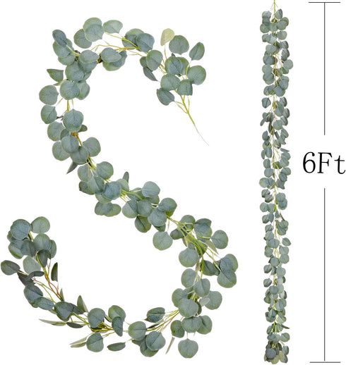 DearHouse Artificial Eucalyptus Garland Faux Silk Eucalyptus Leaves Vines Handmade Garland Greenery Wedding Backdrop Arch Wall Decor...