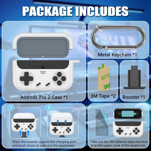 Inesore for Airpods 3rd Generation Case with Safety Lock and Cleaner Kit,Classic Handheld Game Console Design Sturdy TPU Protective Case Compatibl...