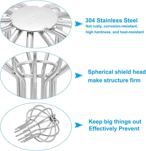 PATIKIL Gutter Guard 2 Inch, 304 Stainless Steel Down Pipe Filter, Anti-Blocking Line Cap Drain Cover Round Downspout Protector for Blockage Leave...