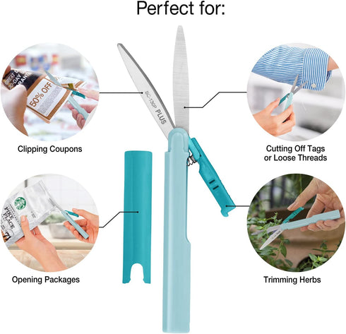 PLUS Pen Style Compact Twiggy Scissors with Cover 3-Pack Turquoise...