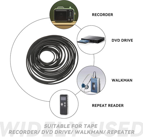 Bstinay 20PCS 25-170mm Mixed Square Cassette Tape Machine Recorder Rubber Belt Recorder Repair Maintenance Mixed Cassette...