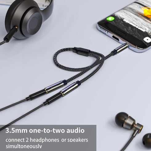 Ruaeoda Headphone Splitter 3.5mm Splitter Audio Stereo Y AUX Splitter Extension Cable Male to Female Dual Headphone Jack Adapter for Earphone Head...
