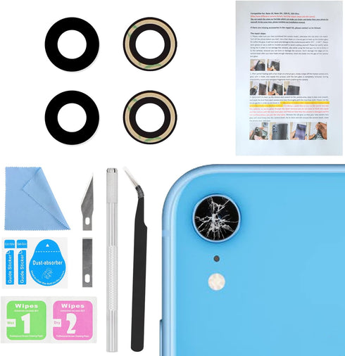 2PCS ASDAWN Back Camera Lens Glass Replacement for iPhone XR 6.1 Inches with Pre-Installed Adhesive, Rear Camera Lens Glass Replacement with Insta...