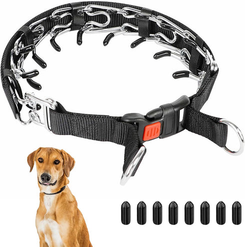 Prong Dog Collar, Martingale Collar for Dog,No Pull Dog Walking Training Collar,Adjustable Tactical Dog Collar with Heavy Duty Metal Buckle (L (Ne...