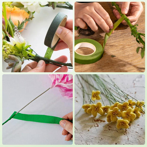 Floral Arrangement Kit, Green Floral Tape Floral Stem Wire Floral Wire Boutonniere Flower pin and Wire Cutter Tools Kit for Bouquet Stem Wrap Flor...