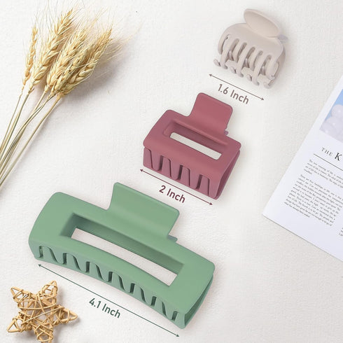 15Pcs Matte Nonslip Hair Claw Clips- Large Rectangle Claw Clips for Thick Hair Small Square Claw Clips Small Hair Clips for Thin Hair Accessories ...