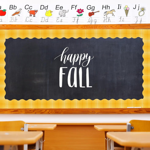 79ft Fall Autumn Plaid Bulletin Board Borders Self- Adhesive Orange Green Yellow Red Plaid Border Trim Thanksgiving Bulletin Board Decal Sticker f...