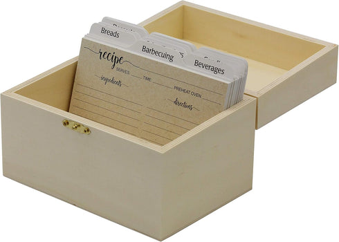 Creative Hobbies® Ready to Decorate Wooden Recipe Box with Hinged Lid and Front Clasp - Make Your Own Gift, Jewelry, Photo Box...